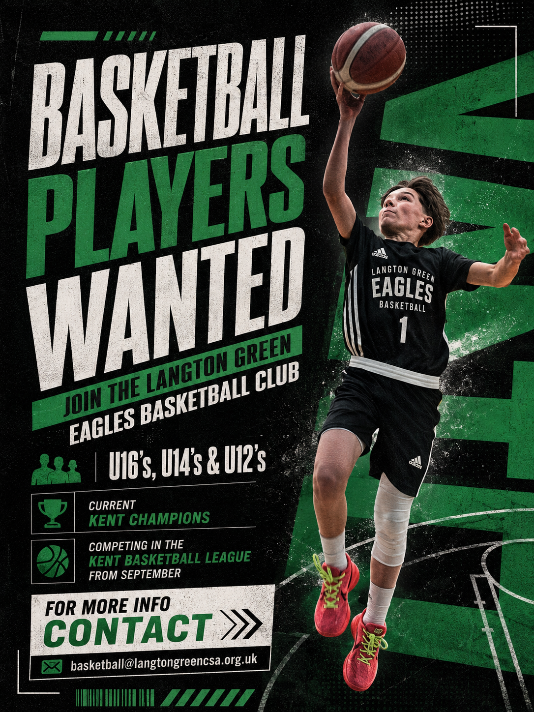 Langton Green Eagles Basketball - players wanted poster